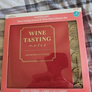 Red Wine Tasting Journal and Glass Charms Set